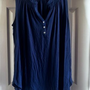 Avenue Blue Sleeveless Polo Tunic